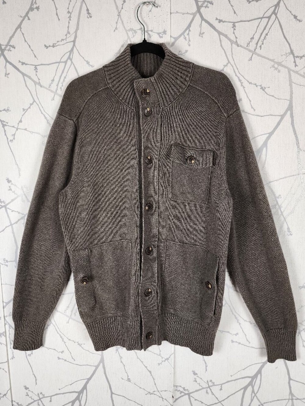 Banana Republic Tan 100% Cotton Knit Mockneck Cardigan